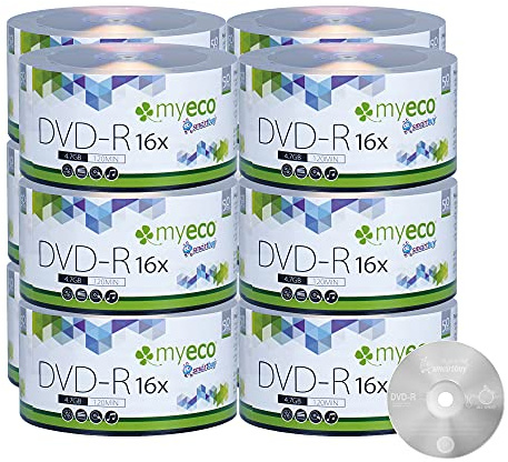 600 Pack MyEco DVD-R 16X 4.7GB/120Min Silver Logo Write Once Blank Disc