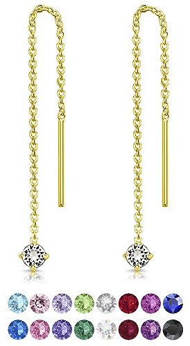 Orecchini Pendenti Donna con Brillantini di Cristallo Diamante - Orecchini Punto Luce Oro Placcato 24K - Pendenti Lunghi Dorati - Saliscendi Oro