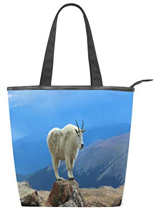 BKEOY Große Handtasche Schultertasche Tier Ziege Schafe Tote Reißverschluss Shopper Taschen