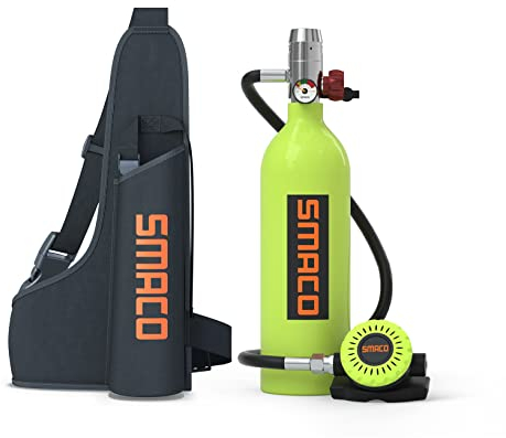 SMACO Tauchflasche für Flachwassertauchen 1L Mini-Taucherflasche unterstützt 15-20 Minuten Unterwasseratmung Tauchflaschen für Unterwasser-Sightseeing/Fotografie/Fischen/Reinigung des Bodens