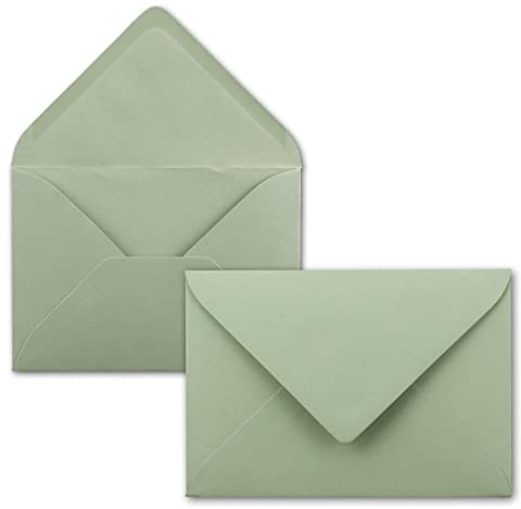 150 Mini Brief-Umschläge - Eukalyptus (Grün) - 5,2 x 7,6 cm - Miniatur Kuverts mit Nassklebung für Blumen-Grüße, Grußkarten, Anhänger & Geld-Geschenke - FarbenFroh by GUSTAV NEUSER