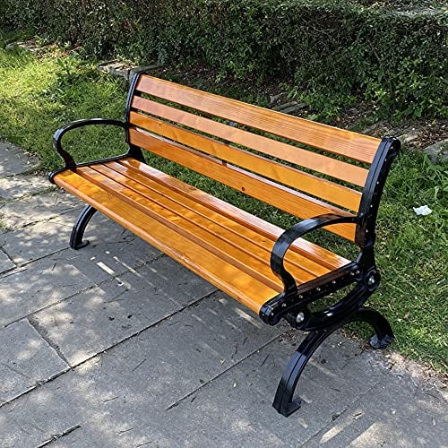Parkbank Gartenbank Gusseisen Massiv Holz Gestell Gartenmöbel Sitzbank, extra stabil,with backrest,150cm