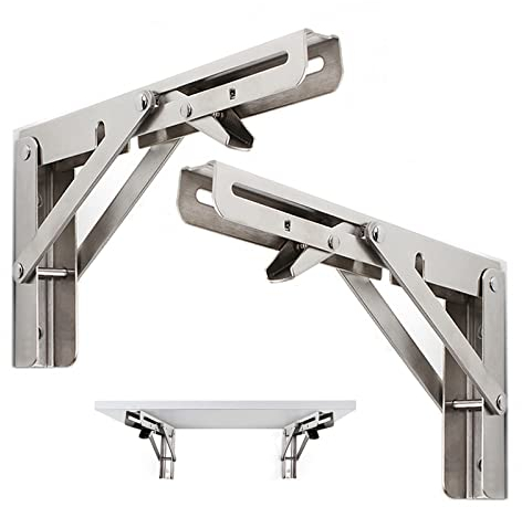Staffa Pieghevole, 1 Set di 2 Reggimensola Pieghevole in Acciaio Inox, Staffa Console, Supporti Pieghevoli, Supporto per Mensola a Parete con Braccio di Sgancio Corto,15x7.5cm/5.9 * 3in