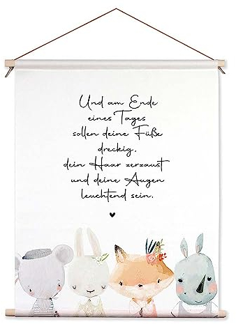 artissimo, Textilposter 40x50cm, PE6614-TP, Und am Ende eines Tages..., Stoff-Poster, Wandteppich, Kinderbild, Wandbild fürs Kinderzimmer, Bild Kinderzimmer, Spruch KInder Babys