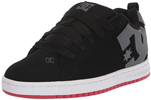 DC Shoes Herren Court Graffik Casual Low Top Shoe Sneaker Skate-Schuh, Schwarz/Grau/Rot, 45 EU