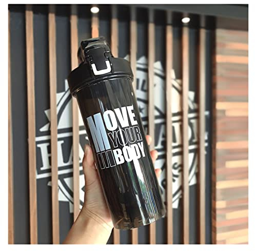 TYUTYU Dual-Zweck Shake Becher Fitness Milchshake Flasche Rührkugel Sport Protein Pulver Pulver Pulver Tasse Tragbare große Kapazität Straw Cup (Color : A Black)