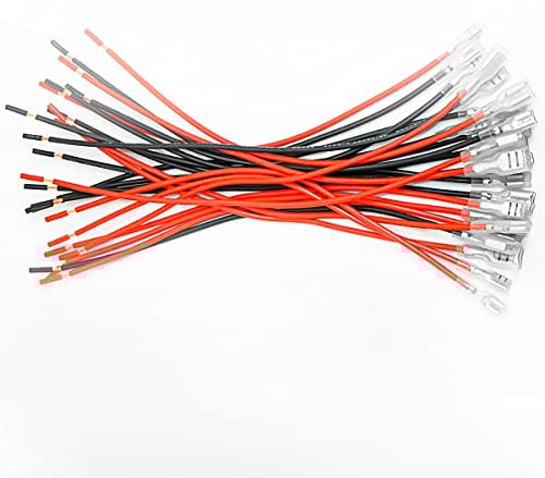 24pcs Female Spade Crimp Terminal,6.3mm and 4.8mm Red & Black Quick Splice Connector Plug Wire, Female Spade Terminal Wire Cables with Insulating Sleeve for Electrical Wiring