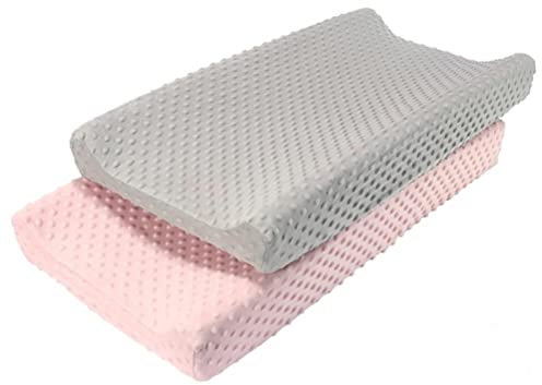 Spacnana 2 Piezas Cambiador Cubierta Impermeable Transpirable Pañales Cambiador Hojas para bebé (Gray+Pink)