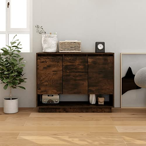 FIRBNUS Aparador Roble Ahumado Mueble Entrada Recibidor Recibidores De Entrada Aparador Cocina Muebles De Salon Armario Auxiliar Vitrina Salon Buffet 97x31x75 cm
