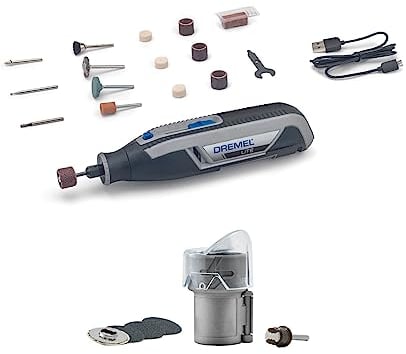 Dremel Lite 7760 Akku Multifunktionswerkzeug 3.6V, Set mit 15 Zubehörteilen + Dremel Krallenpflegeschutz Aufsatz AT02-PGK zum sicheren Schärfen der Krallen von Katzen und Hunden