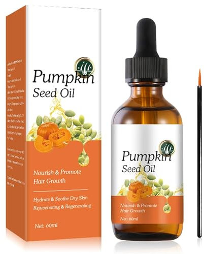 Hocossy Olio di semi di zucca per capelli, olio puro spremuto a freddo da 60 ml Olio da massaggio idratante per cuoio capelluto per capelli Viso Pelle Unghie Corpo (Pumpkin Seed)