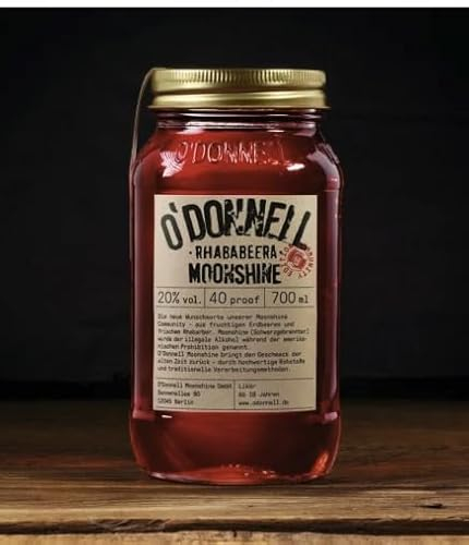 O'Donnell Moonshine “Rhababeera” Likör (700 ml) I Natürliche Zutaten I Vegan I Premium Schnaps nach amerikanischer Tradition I 20% Vol.