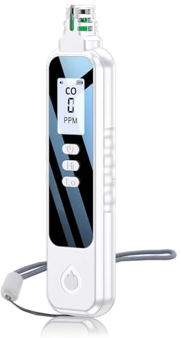 ZKH Detecteur Monoxyde Carbone, Mini Détecteur Monoxyde de Carbone Gamme 0-999PPM, Detecteur CO Écran LCD, Bouton de Test, Haute Précision pour Voyage, Industrie, Maison, 2 Batterie Incluse