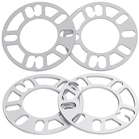 ihreesy 4 Stück 5mm Aluminium Rad Distanzscheiben Auto Spurverbreiterungen, Universal Radabstandshalter Unterlegscheiben Platte Radnaben-Distanzscheiben für 4 Löcher 5 Löcher Räder/Felgen