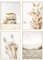 DEUXYU Premium Geometrie Deko Bilder 4er, A4 Moderne Schilf Natur Poster, Wohnzimmer Leinwandbilder, Hängende Gemälde Wandbilder, Kunstdruck Wandposter für Schlafzimmer, Büro, Flur, Eingang 21x30cm