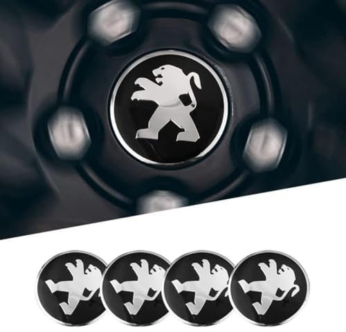4 Pièces Enjoliveurs de Roue pour Peugeot 206 307 308 3008 207 208 407 508 2008 5008 56MM, Cache-moyeux Autocollant de Capuchon de Jante Enjoliveur de Centre de Roue de Voiture Autocollant de Badge