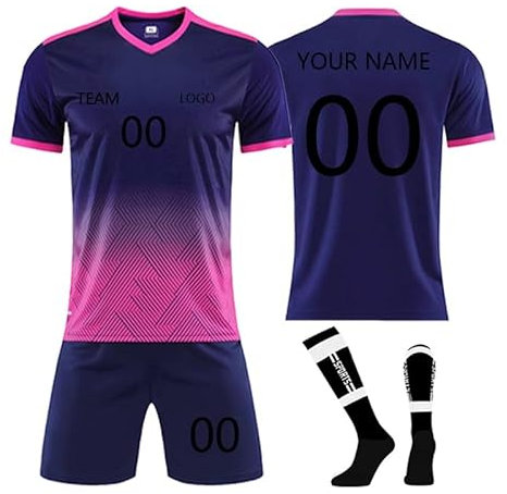 Fußballtrikot mit eigenem Namen Logo Nummer,Personalisierte Fußballtrikot Erwachsene Kinder, benutzerdefinierte Fussball Trikot Shorts Socken Jungen Herren
