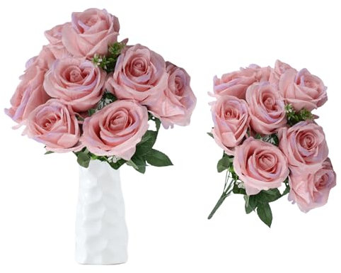 astylishome Deko Blumen Künstlich 10 Stück Künstliche Rosa Blumengirlande Rosen Reben Kunstblumen für Hochzeitsbogen Schlafzimmer Garten Dekoration 1213