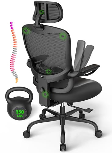 Ergonomischer Bürostuhl, groß und hoch – 159 kg Kapazität, max. 1,8 m hoch, Computer-Schreibtischstühle über 10 Stunden, bequem, mit verstellbarer Netz-hoher Rückenlehne, Lendenwirbelstütze,