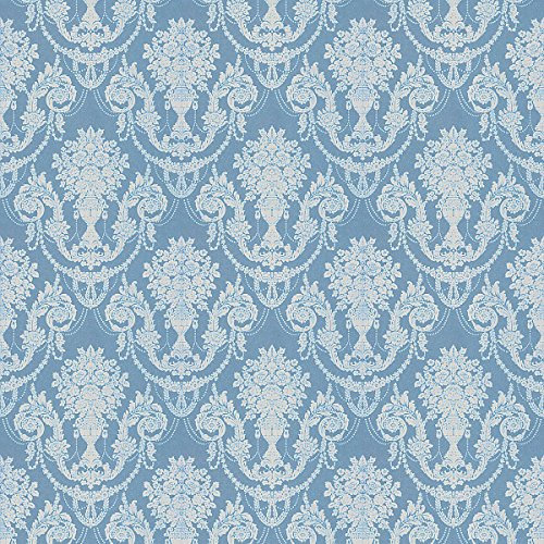 Pack of 5 Dolls House Miniature Duck Egg Blue Chandelier Damask Wallpaper
