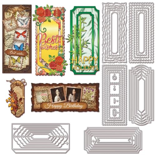 GLOBLELAND Stanzformen Mit Rechteckigem Rahmen Für Bastelarbeiten Scrapbooking Metall Briefmarken Stanzformen Deckle Stanzungen Für Die Kartenherstellung Prägung Fotoalbum Basteldekor