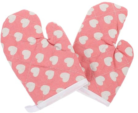 Amosfun Kinder Ofenhandschuhe HitzebestäNdig Aus Baumwolle KüChenhandschuhe FüR Sicheres Backen Mikrowelle Und Grillen Mit AufhäNgeschlaufe 17.5X11.5 cm