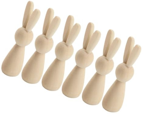 Operitacx 6st Hasenspielzeug in Holzfarbe Osterhase Unvollendet Hasen Zum Bemalen Hase Zum Basteln Peg-puppen Figuren Machen Sie Einen Osterhasen-einkauf Plüsch Samt Bastelrohlinge Osterhase