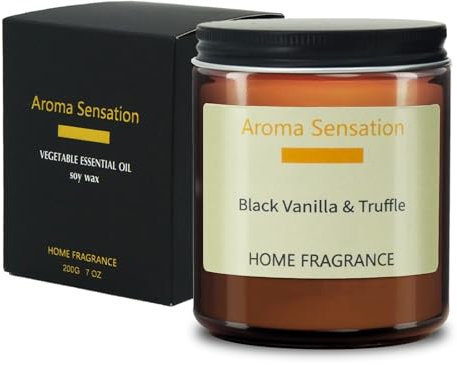 Vanille Duftkerze im Glas, Kerze Geschenk für Frauen, Natürliche Sojakerze 200g 80 Std. Lange Brenndauer, Große Kerze für Raumdüft, Aromatherapie Kerze, Scented Candle, Weihnachten Dekokerzen