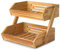 CALM COZY Fruit Basket, 2 Tier Wooden Fruit Basket Bowl Holder for Kitchen, Bread Fruit Storage Basket Wooden Vegetable Rack