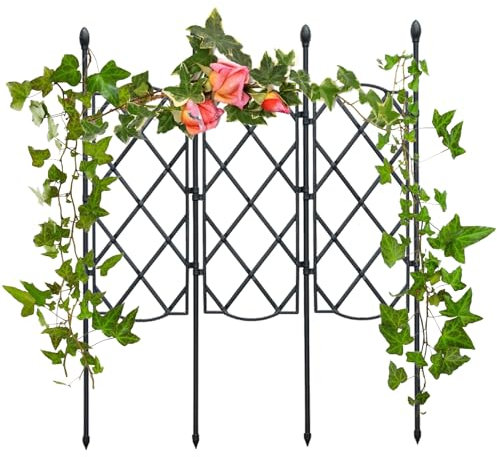 Eoixuqba Treillis de Jardin en Acier revêtu pour grimpantes, Treillis métallique superposé pour grimpantes, Rose et légumes