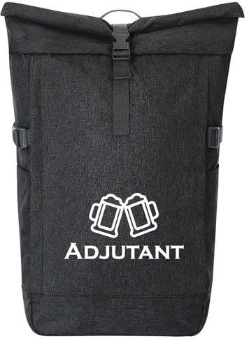 Huuraa Kurierrucksack Adjutant Schützenfest 30-44 Liter Black Melange Fairtrade Rolltop Rucksack Geschenkidee