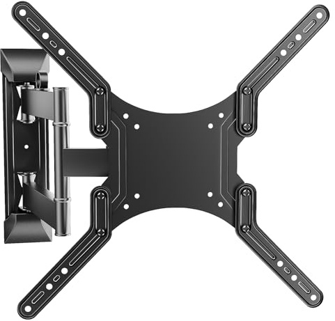 Livotica Black TV Wall Bracket for 23-55 Inch TVs | Swivels Tilts TV Wall Mount, 30kg Capacity, VESA 400x400, Easy Install