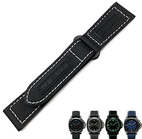 SCRUBY 24mm Carbon Fiber Uhrenarmband Schwarz Uhrenarmbänder Für Panerai pam 01661/00441 Uhrenarmbänder Für Männer Zubehör(Black white 1,26mm)