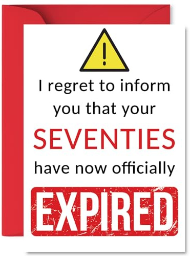 Funny 80th Birthday Cards for Women and Men, Your Seventies Have Expired | Happy Birthday Card for Her or Him Great Grandad Grandpa Grandma Granny, A5 Banter Joke Humour Bday Greeting Cards Gift