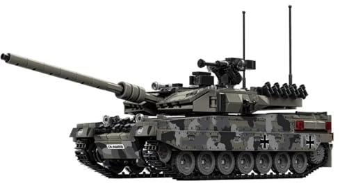 SANFUNET Technik Panzer Bausteine, 1000+ Teile Leopard 2A7 Heavy Tank Bausteinmodell, Klemmbausteine MOC Bausatz Bauspielzeug Kompatibel mit Großen Marken
