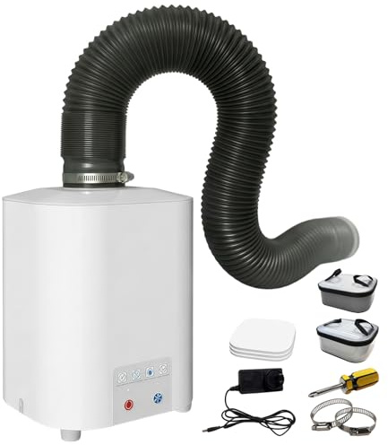 Purificador de aire para grabado láser extracción de humo portátil | para grabador con sistema de filtración de 3 niveles, mini absorbedor de humo, extracción de 2 en 1, carbón activo y filtro