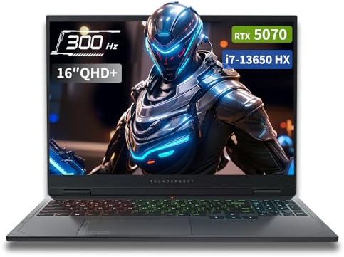 Thunderobot Hunter Blade 16 Gaming Laptop with Intel Core i7-13650HX CPU, GeForce RTX 5070 8GB, 16 inch 2.5K 300Hz Display, RGB Keyboard, Wi-Fi 6,16GB DDR5 RAM, 1TB SSD, 180W Cooling for AAA Gaming