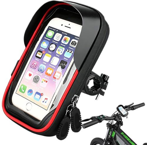 Omnikryp Handyhalterung Fahrrad Wasserdicht, 360° Handyhalter | Drehbarem Fahrradhalterung Lenkertasche, Handyhalter Motorrad mit Regenhaube, für 4.5-6.4 Zoll Smartphone(Rot)