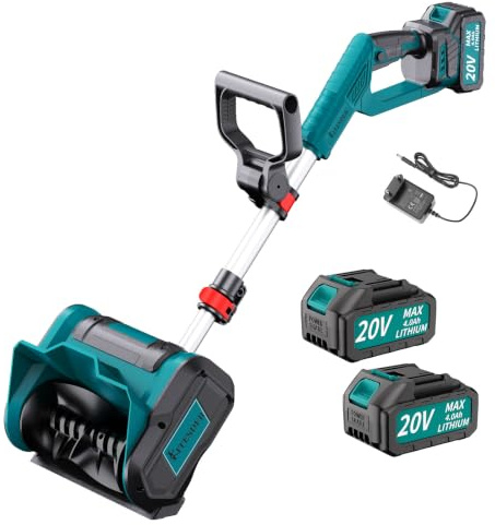【20V Akku-Schneefräse】 30,5 cm Breite, 15,2 cm Tiefe, 6,1 m Wurf, 4,0 Ah Batterie, platzsparend, ideal für Gehwege, reinigt mühelos leichten bis mäßigen Schnee. (Blaue verbesserte Version)
