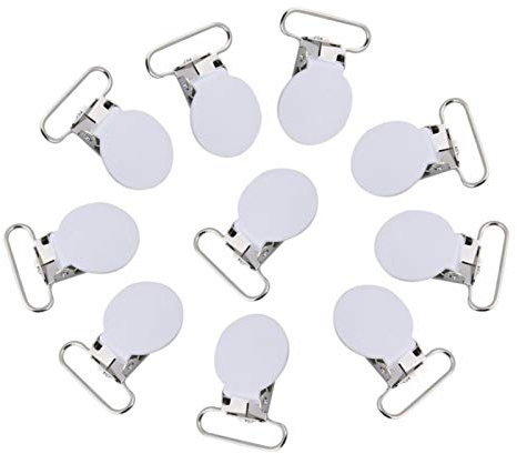 Walfront 10 Pezzi Clip Porta Ciuccio, 25mm Clip di Ferro Ciuccio Rotonda Bretella Clip Ciuccio fai da te, Ciuccio Clip Bambini