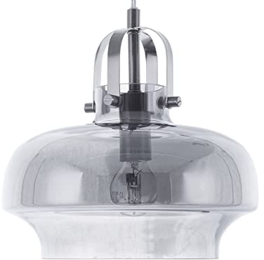 Beliani Hängelampe im industriellen Stil rauchiges Glas grau transparent Wiltz