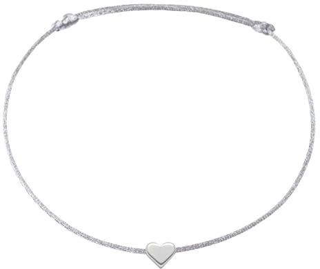 Selfmade Jewelry Fußkettchen Damen Silber Herz Größenverstellbares Fußband mit Herzchen Handgemacht Inkl. Geschenk-Verpackung