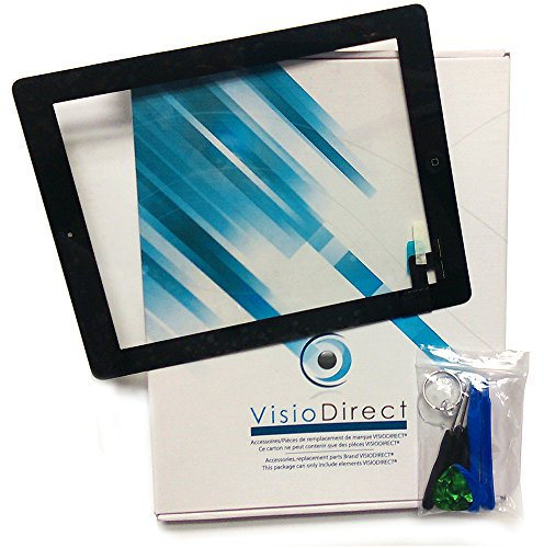 Visiodirect Vitre ecran Tactile pour Ipad 5 A1822 A1823 9.7 Noir Bouton Home adhésifs + Outils