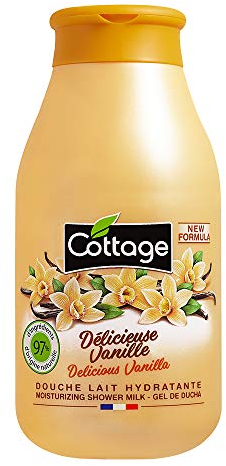 Cottage Gel Douche Lait Hydratant 97% d'Ingrédients d'Origine Naturelle, 250ml -Fabriqué en France- Délicieuse Vanille