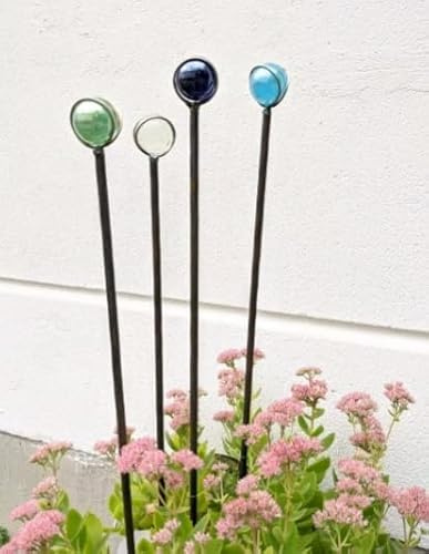 Zen Man Edelrost Gartenstecker Garten Glaskugel Gartendeko Beetstecker mit Glasdeko Gartenfigure Glaskugel: 3.5cm (032034-2CL :3.5 * 3.5*H100cm)