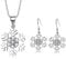 Deyanse Silber Schmuckset für Damen, 925 Sterling Silber Weihnachten Halskette Ohrringe Set, Schneeflocke Anhänger mit 45cm Silber Kette, Haken Ohrhänger mit Weiß Zirkonia, Geschenk zum Weihnachten