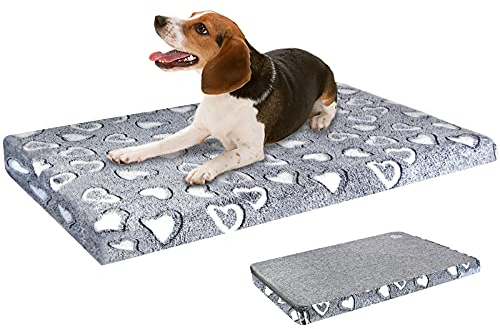 VANKEAN Tapis pour Chien Réversible (Froid & Chaud), Coussin Chien de 36 Dehoussable, MatelasDoublure Imperméable Lit pour Chiens, Housse Amovible et Lavable en Machine,Gris