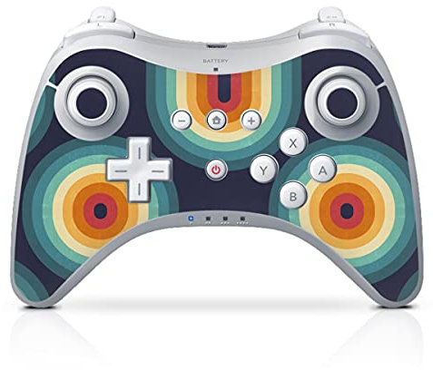 DeinDesign Skin kompatibel mit Nintendo Wii U Pro Controller Folie Sticker Retro bunt Regenbogen
