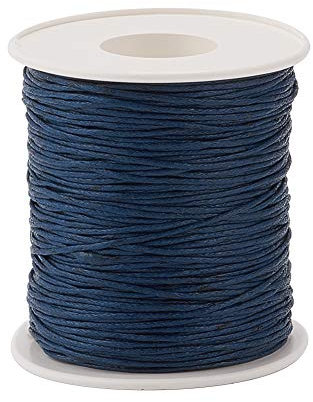 Givenny 91,4 m de fil de coton ciré pour perles 1 mm de diamètre, macramé, artisanat, couture, pour la fabrication de bijoux (bleu de Prusse)