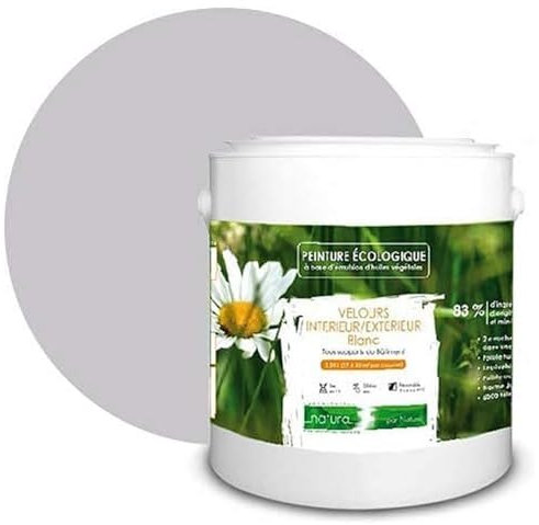 BOX DECO COULEURS Peinture naturelle écologique intérieur extérieur aspect velours Natura - 2.5L, Gris Galet